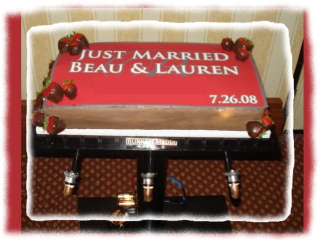 Billboard Cake Disaster This was dark chocolate cake with chocolate buttercream. This started out four times taller, and the sign was supposed to go on the front....