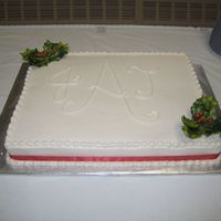 Christmas Wedding Sheet 1/2 sheet cake with buttercream frosting. Coordinates with Christmas wedding cake in my photos. Gumpaste holly from Diane's Cake &...