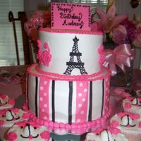 Poodles In Paris two tiered buttercream with fondant accents