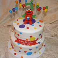 Elmo With Balloons all buttercream with fondant accents, fondant ballons and Elmo