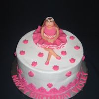 Violet's Ballarina Ann Marie aksed for a ballerina cake for her daughter. This was the result. 8 inch round fondant decorations 50/50 mixture for figure.