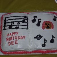 Singing Birthday Cake I made this cake for a fellow choir member's birthday. I was a real rush job. I did the decorating in about 30 minutes!! I used a one...