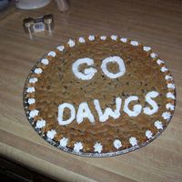 Giant Chocolate Chip Cookie I made this giant cookie for a basketball game. Chocolate chip, decorated with buttercream.