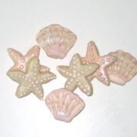 Sea Shells I made these tiny shells for a beach wedding. I used luster powder and also edible markers to add some fun details on these.