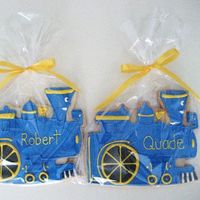 Little Engine That Could Cookies These cookies came out so huge! They were approx. 8" each. Thankfully, I only had to make about 30. All royal icing.