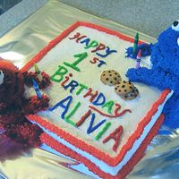 Elmo Cookie Monster Cake copied this cake from others I saw in the galleries. Thanks for the help! I was really pleased with this one. Square cake and used mini...