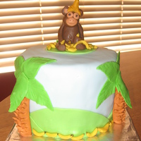 Just Monkey-Ing Around A fun gluten free chocolate chip cake with MMF decorations. I saw someone's monkey on here that had a banana on it's head (there...