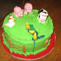 Down On The Farm A very quickly made cake on a day so hot the piping gel "water" melted and ran down the side! Cake is gluten, egg, dairy, and nut...