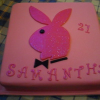 Playboy This was for a friends daughters 18th. It is a sponge cake covered in fondant. She wanted it as pink as possible. The playboy has been...