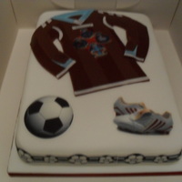 Football Cake I made this cake for my brother... its a copy of his footy shirt. Sponge cake covered i fondant then decorated with edible images except...
