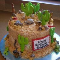 Desert And Reptile Birthday This is a one of two cakes that I did for twin 5 year old boys. They were having a "reptile" birthday party and so this is what I...