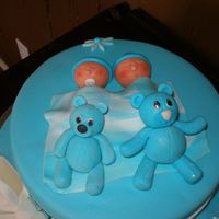 Twins Baby Shower Cake A close up of the babies and bears