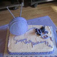 Cat Playing With Yarn I made this for my husbands grandmothers 84th birthday party. She loves kittens, the color purple, & knitting (she actually taught me...
