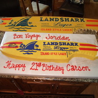 Landshark Surf Board made for my sons 21st. and his friends going away.