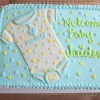Baby Shower Cake This is a buttercream cake with the onsie in MMF.