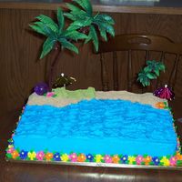 Beach Cake This was a cake done for my cousins "luau" graduation party. It is done all in buttercream with graham cracker crumbs for the...