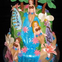 Luau Girls All the decorations are gumpaste and the cake is covered with mmf, thanks for looking :)