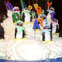 Penguins On Parade This cake was not "cut" to serve. The "iceburg" was made by placing cupcakes into a base-cake. I took a glass to cut &...