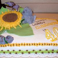 Signs Of Summer This was a party cake for my sister in law who loves sunflowers and cats. The butterfly was thrown in for luck! (It was her 40th!)