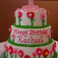 Rachael's First Birthday Cake Three tiers: bottom is vanilla sponge with strawberry jam filling, middle is devil's food with marshmallow creme, top is red velvet...