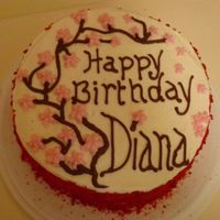 Cherry Blossom Red Velvet For my SIL's birthday. White and red velvet layer cake, filled and iced with cream cheese frosting. Decoration is all BC. Red velvet...