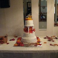First Wedding Cake This is the first wedding cake I've done. It was in the fall (obviously). Took me a while to post :).