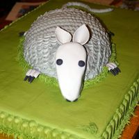 Armadillo Groom's Cake This is my one and only attempt at an armadillo cake. I used a football pan for the body. Everything except the head and feet is iced in...