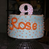 9Th Birthday Nieces birthday cake. 3rd cake ever done. And when I mean "ever done" I mean after all my wilton classes. Wasn't to happy...