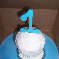 Snowball Smash Cake Here is the matching "smash cake" for the snowman cake. Large chocolate cupcake decorated to look like a snowball. The "1&...