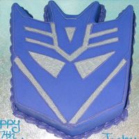 Deceptacon 12 inch square cut to shape and iced in purple