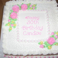 30Th Birthday Cake 10 x 10 square all buttercream birthday cake.
