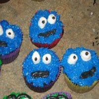 Cookie Monster Cupcakes Iced in buttercream with marshmallow eyes!!!