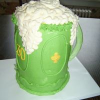 Green Beer Green mug of beer I made for my friend's 30th birthday (on St. Patrick's Day). Four 6-inch rounds stacked on top of each other.