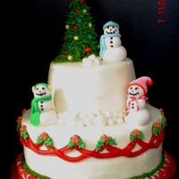 Snowman Christmas Cake The picture isn't very good, sorry. Made the cake for a client's office luncheon. Strawberry Cocktail Cake with Cream Cheese...