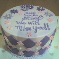 Good Bye Cake 8" round chocolate raspberry cake, this is my twist on the classic harlequin iced in BC with MMF accents and dragees. I used cutters...