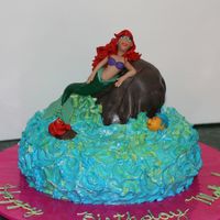 Little Mermaid Cake Yellow cake w/ pineapple filling.Buttercream frosting for water and all accents are MMF. For my nieces 2nd birthday. I wasn't too...