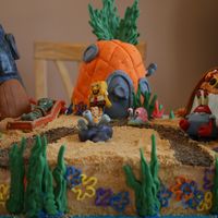 Bikini Bottom The buildings are rice Krispies covered in MMF except Patrick's rock which is just chocolate. The characters are all MMF. The sand is...