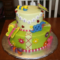 Addy's First Birthday Bug Cake Sorry, I don't have a picture of the final cake with the "1" topper as it still had to travel. Choc and Yellow cakes with...