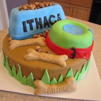 Dog Bowls Two doggie bowls, one filled with Resses Puffs as dog food and the other with fondant water. I loved how this cake turned out. It was a...