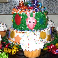 Backyardagins This cake is for my nephew 2nd birthday. The cake is strawberry and bananas with bc frosting, and the accents are mad with rhonda's...