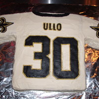 New Orleans Saints Jersey Cake I made this for my husband's 30th birthday! It is frosted with buttercream, and the letters, numbers, and fleur de lis are made with...
