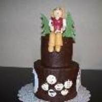 Friend's Cake White cake w choc BC, gumpaste figure, gumpaste accents