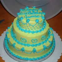 Seeing Green A miniature tiered birthday cake for co-worker, just for fun playing around in the kitchen when I should be sleeping. Only 7 inches tall, 8...