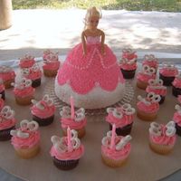 Barbie Cake This is a barbie cake with white yogurt pretzel butterflies I made for my daughter who was turning 3