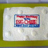The Big Cheese! This is a cake idea from an old Better Homes and Gardens book. Messed up on the lettering but that's what happens at 3:00 in the...