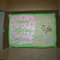 Birthday Cake Made for my friend's daughter..There were curling ribbons wrapped around the candles. First attempt at doing cornelli lace