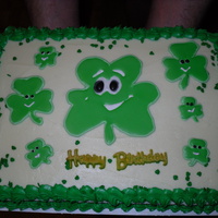 Shamrocks white cake with buttercream and flow icing shamrocks