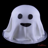 Ghost My first little fondant ghost was a hit. It's 2 6" rounds with half of the sports ball on top. (I hope to make my next one taller...