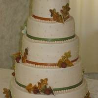 Fall Leaves/acorns Wedding Cake Fondant leaves/acorns made this beautiful Fall wedding cake perfect!