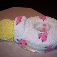 Pacifier This cake was made from a 14in. round cake pan with the middle cut out, 10in. round cake pan cut in half to make the center part, and a...